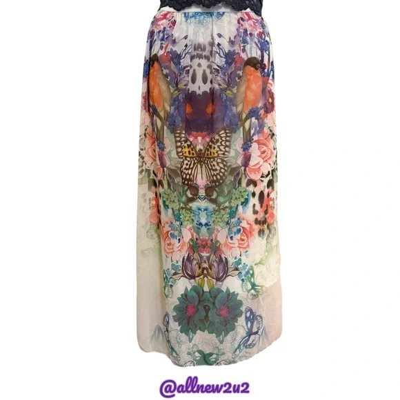 Lapis Butterfly Colorful Floral Maxi Skirt Size Small - Picture 5 of 17